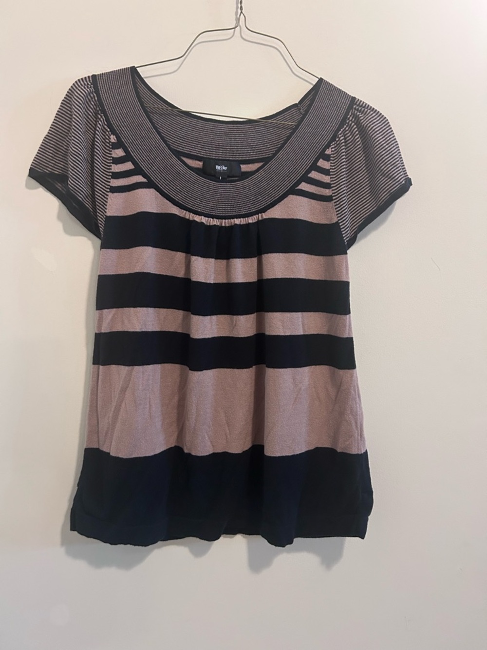 Mossimo Supply Co. Striped Short-Sleeve Knit Tee in Black and Taupe